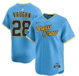Men's Milwaukee Brewers #28 Andrew Vaughn Powder Blue City Connect Limited Stitched Baseball Jersey