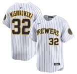 Men's Milwaukee Brewers #32 Jacob Misiorowski White Alternate Limited Stitched Baseball Jersey