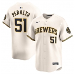 Men's Milwaukee Brewers #51 Freddy Peralta Cream Limited Stitched Baseball Jersey