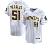 Men's Milwaukee Brewers #51 Freddy Peralta White Alternate Limited Stitched Baseball Jersey