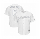 Men's Milwaukee Brewers #6 Lorenzo Cain Three Kid$ Authentic White 2019 Players Weekend Baseball Jersey