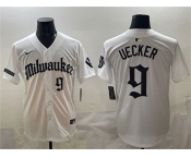 Men's Milwaukee Brewers #9 Bob Uecker White 'Gothic 414 Shadows Edition' Vapor Premier Limited Stitched Jersey