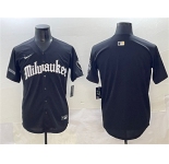 Men's Milwaukee Brewers Blank Black 'Gothic 414 Shadows Edition' Vapor Premier Limited Stitched Jersey