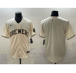 Men's Milwaukee Brewers Blank Cream Home Limited Stitched Jersey