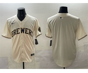 Men's Milwaukee Brewers Blank Cream Home Limited Stitched Jersey