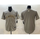 Men's Milwaukee Brewers Blank Gray Home Limited Stitched Jersey