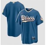 Men's Milwaukee Brewers Blank Mineral Blue 2026 City Connect Stadium Stitched Stitched Baseball Jersey