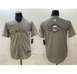 Men's Milwaukee Brewers Team Big Logo Gray Home Limited Stitched Jersey