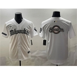 Men's Milwaukee Brewers Team Big Logo White 'Gothic 414 Shadows Edition' Vapor Premier Limited Stitched Jersey
