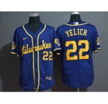 Men's Nike Brewers #22 Christian Yelich Royal Baseball 2020 Flexbase Jersey