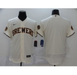 Men's Nike Brewers Blank Cream 2020 Baseball Flexbase Jersey