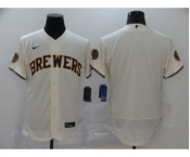 Men's Nike Brewers Blank Cream 2020 Baseball Flexbase Jersey