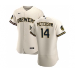 Men's Nike Milwaukee Brewers #14 Jace Peterson Cream Home 2020 Authentic Player Baseball Jersey