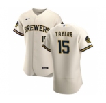 Men's Nike Milwaukee Brewers #15 Tyrone Taylor Cream Home 2020 Authentic Player Baseball Jersey