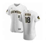 Men's Nike Milwaukee Brewers #18 Keston Hiura White Home 2020 Authentic Player Baseball Jersey