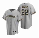 Men's Nike Milwaukee Brewers #22 Christian Yelich Gray Road Stitched Baseball Jersey