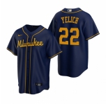 Men's Nike Milwaukee Brewers #22 Christian Yelich Navy Alternate Stitched Baseball Jersey