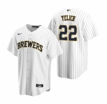 Men's Nike Milwaukee Brewers #22 Christian Yelich White Alternate Stitched Baseball Jersey