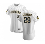 Men's Nike Milwaukee Brewers #29 Josh Lindblom White Home 2020 Authentic Player Baseball Jersey
