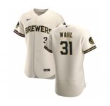 Men's Nike Milwaukee Brewers #31 Bobby Wahl Cream Home 2020 Authentic Player Baseball Jersey