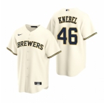 Men's Nike Milwaukee Brewers #46 Corey Knebel Cream Home Stitched Baseball Jersey