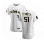 Men's Nike Milwaukee Brewers #51 Freddy Peralta White Home 2020 Authentic Player Baseball Jersey