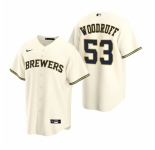 Men's Nike Milwaukee Brewers #53 Brandon Woodruff Cream Home Stitched Baseball Jersey