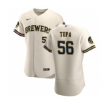 Men's Nike Milwaukee Brewers #56 Justin Topa Cream Home 2020 Authentic Player Baseball Jersey