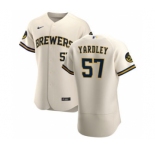 Men's Nike Milwaukee Brewers #57 Eric Yardley Cream Home 2020 Authentic Player Baseball Jersey