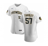 Men's Nike Milwaukee Brewers #57 Eric Yardley White Home 2020 Authentic Player Baseball Jersey