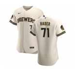 Men's Nike Milwaukee Brewers #71 Josh Hader Cream Home 2020 Authentic Player Baseball Jersey