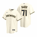 Men's Nike Milwaukee Brewers #71 Josh Hader Cream Home Stitched Baseball Jersey