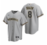 Men's Nike Milwaukee Brewers #8 Ryan Braun Gray Road Stitched Baseball Jersey