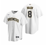 Men's Nike Milwaukee Brewers #8 Ryan Braun White Alternate Stitched Baseball Jersey