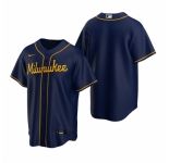 Men's Nike Milwaukee Brewers Blank Navy Alternate Stitched Baseball Jersey