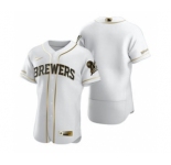 Men's Nike Milwaukee Brewers Blank White 2020 Authentic Golden Edition Baseball Jersey