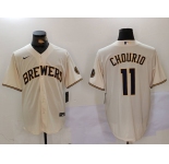 Milwaukee Brewers #11 Jackson Chourio Cream Stitched Cool Base Nike Jersey