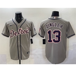Men's Detroit Tigers #13 Dillon Dingler Gray Cool Base Stitched Baseball Jersey