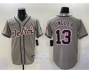 Men's Detroit Tigers #13 Dillon Dingler Gray Cool Base Stitched Baseball Jersey