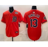 Men's Detroit Tigers #13 Dillon Dingler Orange 2026 Alternate USA 250' Patch Vapor Premier Limited Stitched Baseball Jersey