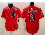 Men's Detroit Tigers #13 Dillon Dingler Orange 2026 Alternate USA 250' Patch Vapor Premier Limited Stitched Baseball Jersey