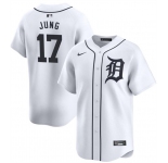 Men's Detroit Tigers #17 Jace Jung White 2024 Home Limited Stitched Baseball Jersey