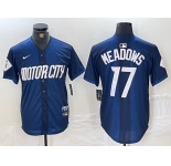 Men's Detroit Tigers #17 Parker Meadows Navy 2024 City Connect Cool Base Limited Stitched Jersey