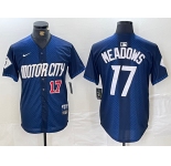 Men's Detroit Tigers #17 Parker Meadows Number Navy 2024 City Connect Cool Base Limited Stitched Jersey