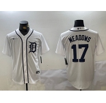 Men's Detroit Tigers #17 Parker Meadows White Cool Base Stitched Jersey
