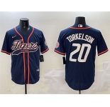 Men's Detroit Tigers #20 Spencer Torkelson Navy With Patch Cool Base Stitched Baseball Jersey