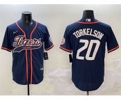 Men's Detroit Tigers #20 Spencer Torkelson Navy With Patch Cool Base Stitched Baseball Jersey