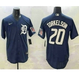 Men's Detroit Tigers #20 Spencer Torkelson Navy With Patch Cool Base Stitched Jersey