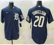 Men's Detroit Tigers #20 Spencer Torkelson Navy With Patch Cool Base Stitched Jersey