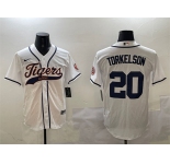 Men's Detroit Tigers #20 Spencer Torkelson White With Patch Cool Base Stitched Baseball Jersey